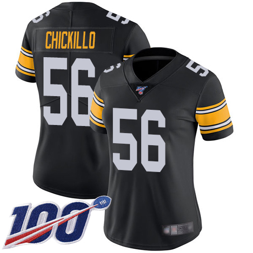Women Pittsburgh Steelers Football 56 Limited Black Anthony Chickillo Alternate 100th Nike NFL Jersey